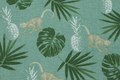 Deko-fabric in dusty-green with leaves and monkies Deko-fabric in dusty-green with leaves and monkies