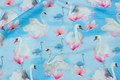 Light blue cotton-jersey with swans Light blue cotton-jersey with swans