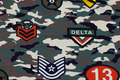 Lightweight camouflage-sweatshirt fabric with military motifs Lightweight camouflage-sweatshirt fabric with military motifs