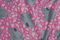 Pink supersoft micro-fleece with grey hippopotamuses Pink supersoft micro-fleece with grey hippopotamuses