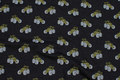 Charcoal lightweight sweatshirt fabric with olive-green tractors Charcoal lightweight sweatshirt fabric with olive-green tractors