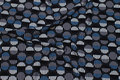 Black cotton-jersey with blue and grey 3 cm circles Black cotton-jersey with blue and grey 3 cm circles