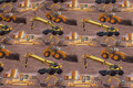 Nougat-colored cotton-jersey with yellow excavators Nougat-colored cotton-jersey with yellow excavators