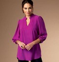 Top with v-cut and small collar Top with v-cut and small collar