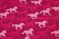 Pink cotton-jersey with horses in pink and soft red nuances Pink cotton-jersey with horses in pink and soft red nuances