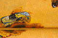 Golden, woven cotton with big cars in sand Golden, woven cotton with big cars in sand