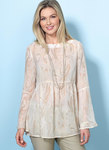 Loose-Fitting, Gathered Waist Pullover Tops with Bell Sleeves Loose-Fitting, Gathered Waist Pullover Tops with Bell Sleeves