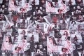 Black-white-red quilt with girls in squares Black-white-red quilt with girls in squares