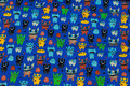 Cobolt-blue cotton-jersey with small monsters Cobolt-blue cotton-jersey with small monsters