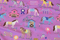 Light-purple cotton-jersey with 8 cm horses Light-purple cotton-jersey with 8 cm horses