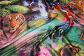 Beautiful stretch-satin with tigers and flowers Beautiful stretch-satin with tigers and flowers