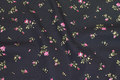Black cotton-poplin with pink roses Black cotton-poplin with pink roses