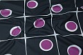 Teflon-coated fabric with pattern in black, white and purple Teflon-coated fabric with pattern in black, white and purple