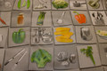 Grey coated fabric with beautiful kitchen motifs Grey coated fabric with beautiful kitchen motifs