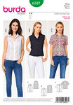 Blouse, Shirt Collar, Stand Collar, Sleeve Bands Blouse, Shirt Collar, Stand Collar, Sleeve Bands