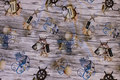 Light grey cotton-jersey with beach motifs Light grey cotton-jersey with beach motifs