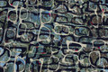 Blouse-micropolyester in navy and dusty-green with glasses-pattern Blouse-micropolyester in navy and dusty-green with glasses-pattern