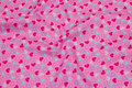 Pink, firm cotton with 10 mm hearts in dark pink and mint Pink, firm cotton with 10 mm hearts in dark pink and mint