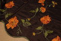 Dark-brown taffeta with bordüre-embroidery on one side Dark-brown taffeta with bordüre-embroidery on one side