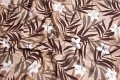 Beige cotton-poplin with brown-green leaf-pattern Beige cotton-poplin with brown-green leaf-pattern