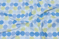 White cotton with light blue-lime dots White cotton with light blue-lime dots