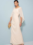 Pleated and Ruched Dress with Attached Cape, Badgley Mischka Pleated and Ruched Dress with Attached Cape, Badgley Mischka
