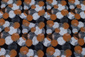 Black cotton-jersey with grey and rustfarvede 3-5 cm dots Black cotton-jersey with grey and rustfarvede 3-5 cm dots