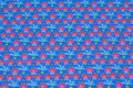 Clear blue cotton-jersey with small 2 cm pink flowers Clear blue cotton-jersey with small 2 cm pink flowers