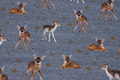 Speckled grey-blue cotton-jersey with deer Speckled grey-blue cotton-jersey with deer