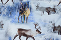 Cotton-jersey in blue nuances with reindeer in the snow Cotton-jersey in blue nuances with reindeer in the snow
