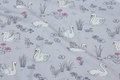 Delicate light grey cotton-jersey with swans Delicate light grey cotton-jersey with swans