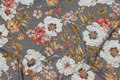 Sand-colored viscosejersey with off white flowers Sand-colored viscosejersey with off white flowers