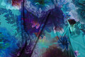 Turqoise viscosejersey with beautiful painted flowers Turqoise viscosejersey with beautiful painted flowers