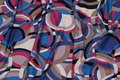 Viscosejersey with circle-pattern in blue, pink and sand Viscosejersey with circle-pattern in blue, pink and sand