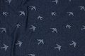 Lightweight sweatshirt fabric in speckled navy with silver-birds Lightweight sweatshirt fabric in speckled navy with silver-birds