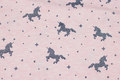 Softened winter-sweatshirt-fabric in speckled soft red with glitter-unicorns Softened winter-sweatshirt-fabric in speckled soft red with glitter-unicorns