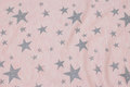 Softened winter-sweatshirt-fabric in speckled soft red with stars in glittersølv Softened winter-sweatshirt-fabric in speckled soft red with stars in glittersølv