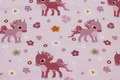 Old rose cotton-jersey with wine-red unicorns Old rose cotton-jersey with wine-red unicorns