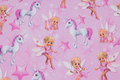 Pink cotton-jersey with feer and unicorns Pink cotton-jersey with feer and unicorns
