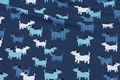 Navy blue cotton-jersey with dogs in blue and white Navy blue cotton-jersey with dogs in blue and white