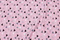 Soft red cotton-jersey with small 1 cm white, grey and black triangles Soft red cotton-jersey with small 1 cm white, grey and black triangles