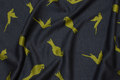 Dark olive-colored heavyjersey with lime-colored birds Dark olive-colored heavyjersey with lime-colored birds