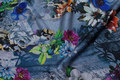 Beautiful grey-blue heavyjersey with flowers Beautiful grey-blue heavyjersey with flowers