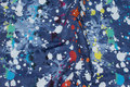Lightweight denim with fun paints stains Lightweight denim with fun paints stains