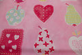 Light red cotton with big fruits and hearts Light red cotton with big fruits and hearts
