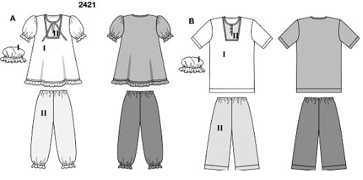 Head for the pajama party in partner-look! Her costume is embellished with lace; his sports rickrack. And the pattern includes a matching nightcap. Head for the pajama party in partner-look! Her costume is embellished with lace; his sports rickrack. And the pattern includes a matching nightcap.