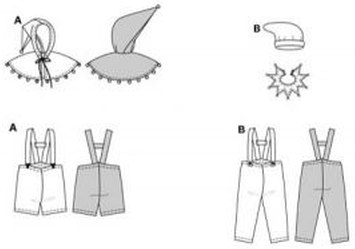 Dwarf A: Knee-length, very wide trousers/pants with braces/suspenders, with short hooded cape.
Dwarf B: Long trousers/pants with braces/suspenders, zigzag collar and long pointed hat.
Two delightfully quick-and-easy costumes! Dwarf A: Knee-length, very wide trousers/pants with braces/suspenders, with short hooded cape.
Dwarf B: Long trousers/pants with braces/suspenders, zigzag collar and long pointed hat.
Two delightfully quick-and-easy costumes!