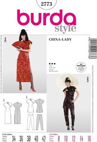 Suzy Wong dress suit, China dress. Burda 2773. 