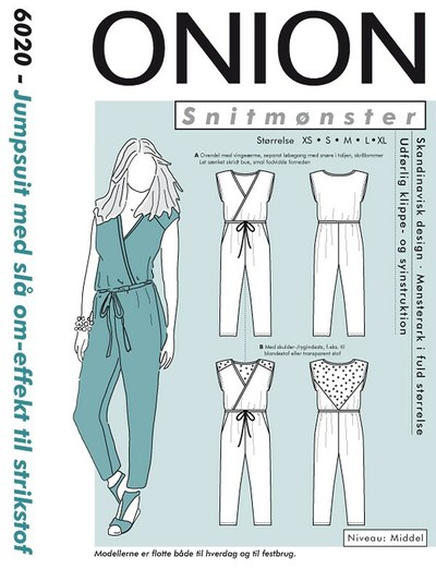 Jumpsuit with wrap-effect, for knits