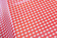 Oilcloth in red-white kitchen checks
